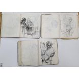 3 Denise Van Rooum (Bradford 1929-c2005) full sketchbooks which date to the 1940s-1960s