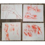 4 good quality, Peter COLLINS (1923-2001) coloured chalks female nudes/figure studies, Approx
