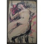 Large Peter COLLINS (1923-2001) watercolour, nude lady reclining, 51 x 76 cm Tatty/tears round the