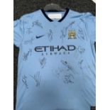 Squad Signed (16 Signatures) - Signed Manchester City 2014 Home Shirt with COA