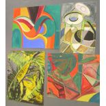 4, Eddie Bianchi (Newcastle-Upon-Tyne active 1975-1995) all abstract oils on paper, all unframed,