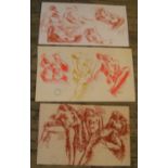 3 good quality, large, Peter COLLINS (1923-2001) coloured chalks female nudes/figure studies,