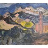 Sheila Macnab MACMILLAN (1928-2018) oil "Patrimonio", original labels & inscriptions verso,