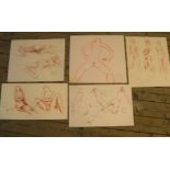 5 good quality, Peter COLLINS (1923-2001) chalks female nudes/figure studies, Approx average size is