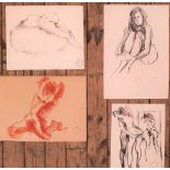 4 good quality, Peter COLLINS (1923-2001) coloured chalks female nudes/figure studies, Approx