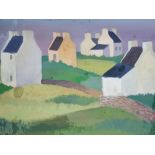 Maurice COLASSON (1911-1992) gouache "The white houses", studio stamped, moulded frame, The