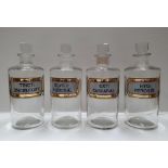 4 large, good quality, clear glass Chemist bottles, each bottle measures 20 cm high