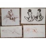 4, Peter COLLINS (1923-2001) coloured chalks, nude figure studies, Approx average size is 35 x 37 cm