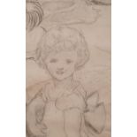 Manner of Edward Atkinson HORNEL (1864-1933), pencil sketch of a young girl, mounted and framed