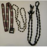 Vintage beaded ladies 1960s belts (2) and long beaded necklace