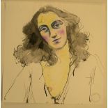 Peter Collins (1923-2001) watercolour portrait of a young lady, 41 x 41 cm