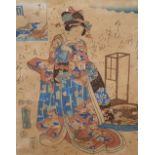 Attributed to KUNISADA (1786-1865) wood block print "Portrait of a Japanese lady", signed to