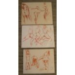 3, Peter COLLINS (1923-2001) crayon, female nude sketches, Approx average size is 37 x 52 cm