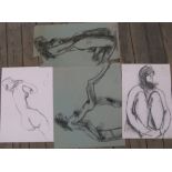 4, Peter COLLINS (1923-2001 Charcoal drawings, female nudes/figure studies, largest size Approx 47 x