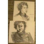 2, Peter COLLINS (1923-2001) pencil, portraits of the same lady, Average approx size is 40 x 43 cm