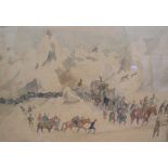 Early/mid 20thC watercolour "Hanibal crossing the mountains", unsigned but inscribed below the