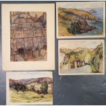 4, Kathleen E. LAURIE mid 20thC watercolours "English Landscapes", all signed, all unframed, 25 x 35