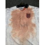 Terry Butcher & Paul Gascoigne - Signed Retro England 1989 Home Shirt with Blood simulation as