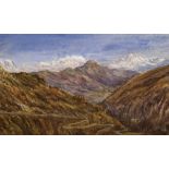 William Grey watercolour "Alpine landscape", framed, 11 x 18 cm