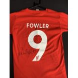 Robbie Fowler - Signed plain red T-Shirt with COA