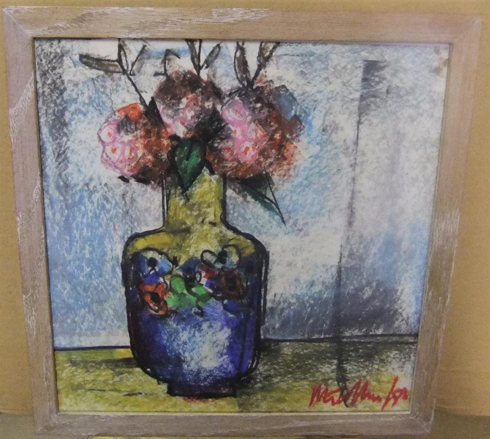 Peter COLLINS (1923-2001) Pastel, still life, signed in wood frame Approx 33 x 33 cm