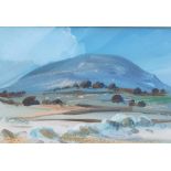 Colin Palmer (British 20/21stC) gouache, modernist study of a hill, signed, framed and glazed, 17