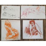 4 good quality, Peter COLLINS (1923-2001) coloured chalks/graphite female nudes/figure studies,