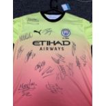 Squad Signed(15 signatures) - Signed Manchester City 2019 Third Strip Shirt with COA