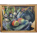 1950 impressionist, impasto still-life oil on board, Indistinctly signed verso, thin frame, 29 x