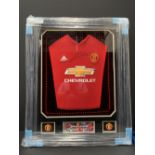 Jesse Lingard - Signed Framed Shirt 2018 with COA, Black Frame and Mount, 3D with Red LED