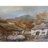 K Crabtree pastel "Yew tree farm, Coniston, signed, framed, 36 x 52 cm