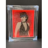 Liza Minelli - Unsigned Framed Original Paper Mache Artwork by Howard Garner, Black Frame, Black and