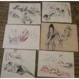 6 good quality, Peter COLLINS (1923-2001) chalks female nudes/figure studies, Approx average size is