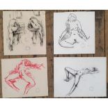 4 good quality, Peter COLLINS (1923-2001) chalks female nudes/figure studies, Approx average size is