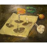 Peter COLLINS (1923-2001) oil on board, "Still-life with mushrooms", studio stamped, framed, The