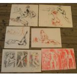 6 good quality, Peter COLLINS (1923-2001) chalks female nudes/figure studies, Approx average size is