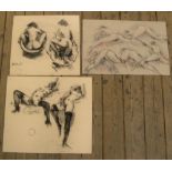 3 good quality, Peter Collins (1923-2001) chalks, female nudes posing, Approx average size is 37 x
