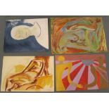4, Eddie Bianchi (Newcastle-Upon-Tyne active 1975-1995) all abstract portraits oils on paper, all