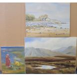 3 unframed oils, all by differing artists,