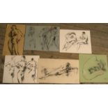 6 Peter COLLINS (1923-2001) chalks, female nude studies, Approx average size is 32 x 41 cm