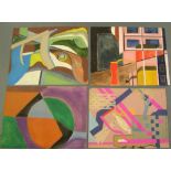 4, Eddie Bianchi (Newcastle-Upon-Tyne active 1975-1995) all abstract oils on paper, all unframed,