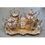 Fine collection of Italian & English EPNS & stainless tea & coffee sets and ornate serving tray &