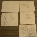 5 Peter COLLINS (1923-2001) pencil, female nude studies, Approx average size is 30 x 37 cm