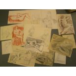 Collection of Eddie Bianchi (Newcastle-Upon-Tyne active 1975-1995) figure drawings, graphite and