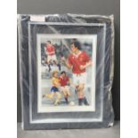 Joe Jordan - Framed Signed Colour Montage 3 images of 1979 FA Cup Final with COA, Black frame,
