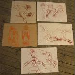 5, Peter COLLINS (1923-2001) chalks female nudes/figure studies, Approx average size is 34 x 46 cm