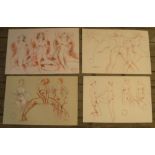 4, Peter COLLINS (1923-2001) crayon/chalks, female nude sketches, Approx average size is 32 x 48 cm