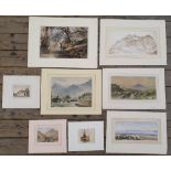 Collection of late 19th & early 20thC watercolours by differing artists (8), all mounted but