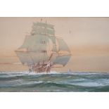 Wilfred KNOX (1884-1966) 1929 watercolour "The Lander on the high seas" signed with his well known