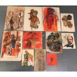 Collection of 11 Patrick Lambert LARKING (1907-1981) oil sketches, all unframed, many studio